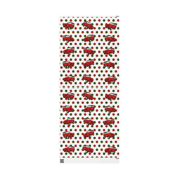 Jeep Christmas Wrapping Paper; Polka Dot Jeep; Jeep with Christmas Lights Wrapping Paper