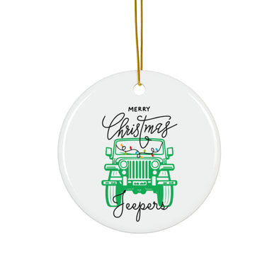 Merry Christmas Jeepers; Jeep Ornament; Offroad Gift, Ceramic Ornament,