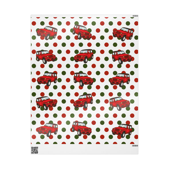 Jeep Christmas Wrapping Paper; Polka Dot Jeep; Jeep with Christmas Lights Wrapping Paper