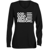 GOD GUNS JEEPS FREEDOM  Ladies' Moisture-Wicking Long Sleeve V-Neck Tee