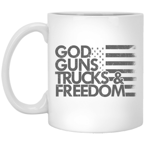God Guns Trucks & Freedom 11oz White Mug