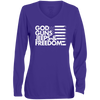 GOD GUNS JEEPS FREEDOM  Ladies' Moisture-Wicking Long Sleeve V-Neck Tee