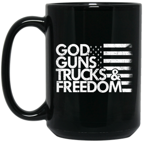 GOD GUNS OFFROAD FREEDOM, Truck Gift, Offroad Gift, 15oz Black Mug