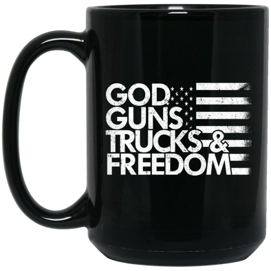 GOD GUNS OFFROAD FREEDOM, Truck Gift, Offroad Gift, 15oz Black Mug