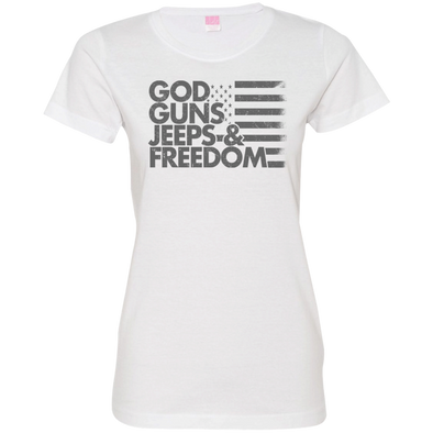 God, Guns, Jeeps & Freedom Ladies' Fine Jersey T-Shirt