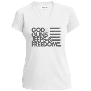 God, Guns, Jeeps & Freedom Ladies' Performance T-Shirt