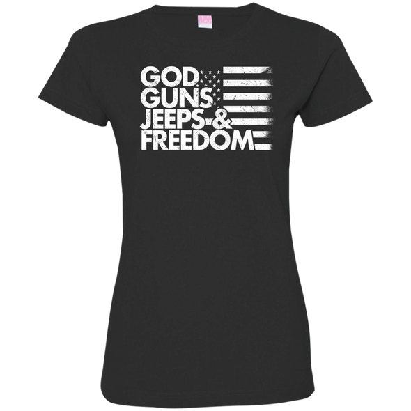 God, Guns, Jeeps & Freedom Ladies' Fine Jersey T-Shirt